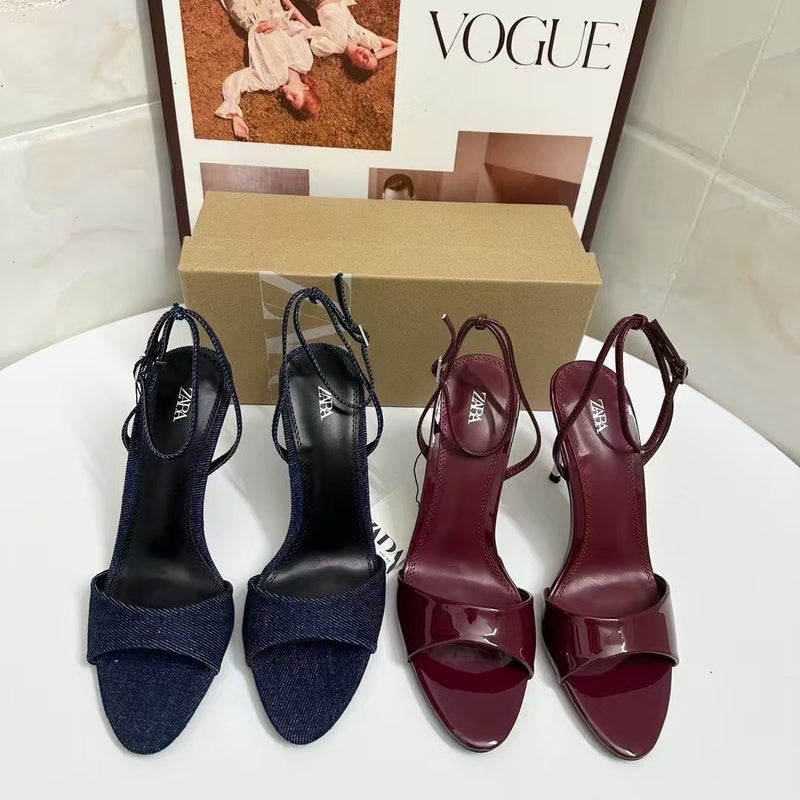 Za Women'S Shoes Low Heel Elegant Socialite High Heels Shallow Mouth Rear Trip Strap Single Shoes - Image 2